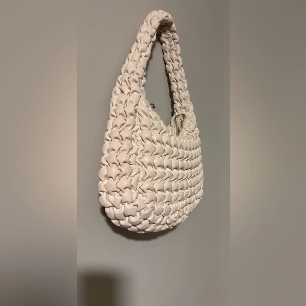 Bershka cream puffy lightweight bag polyester shoulder bag